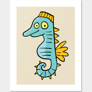 turquoise seahorse Posters and Art